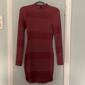 Pink bodycon sweater dress